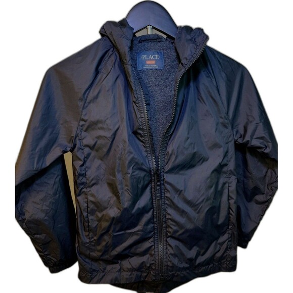 The Childrens Place Boys Sports Windbreaker Hooded Jacket Black Size Medium 7/8 - Picture 1 of 9